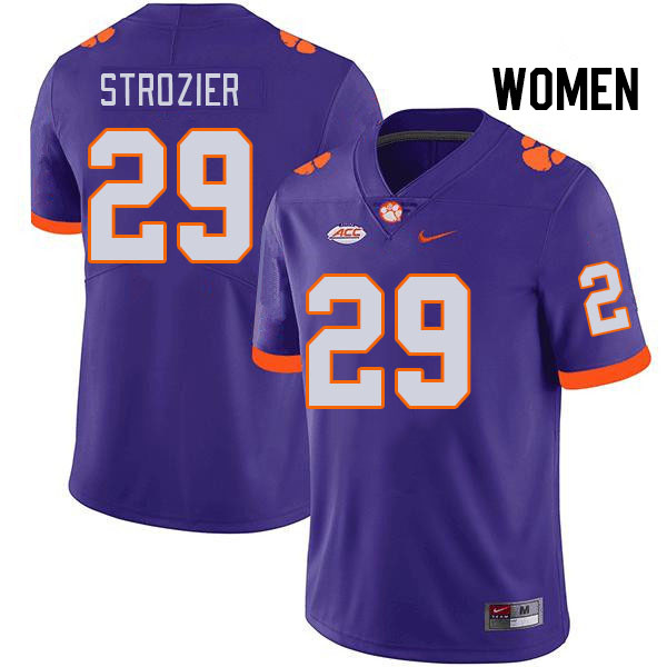 Women #29 Branden Strozier Clemson Tigers College Football Jerseys Stitched Sale-Purple